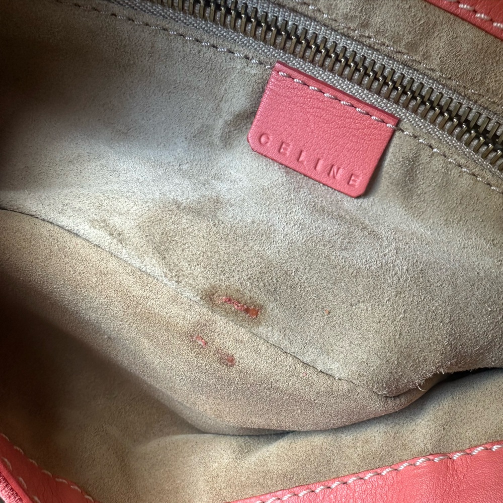 AUTHENTIC Celine Pink Y2K Suede Belt Shoulder Bag - Picture 9 of 10